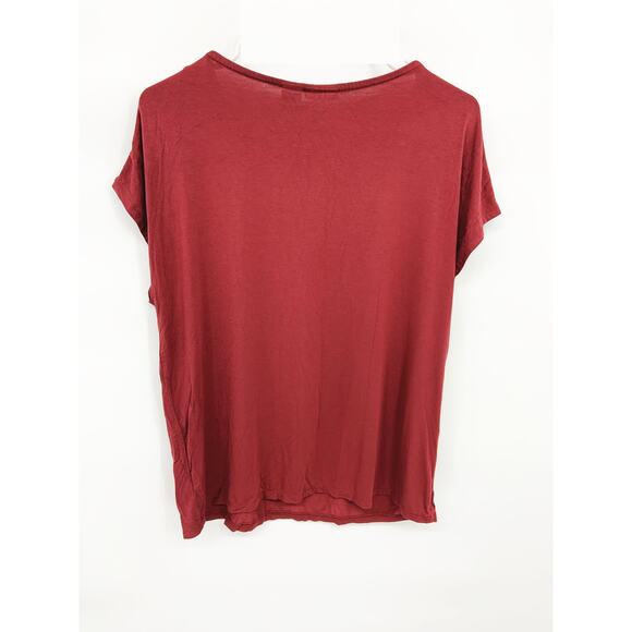 Tahari Rust Drawstring Shoulders Jersey Short Sleeve Top Size L - Picture 4 of 6